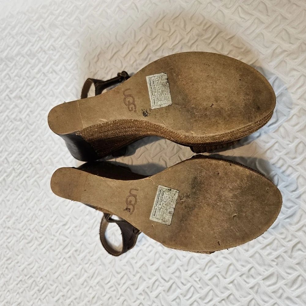 UGG Women's Brown Wedge Sandals - Picture 4 of 5